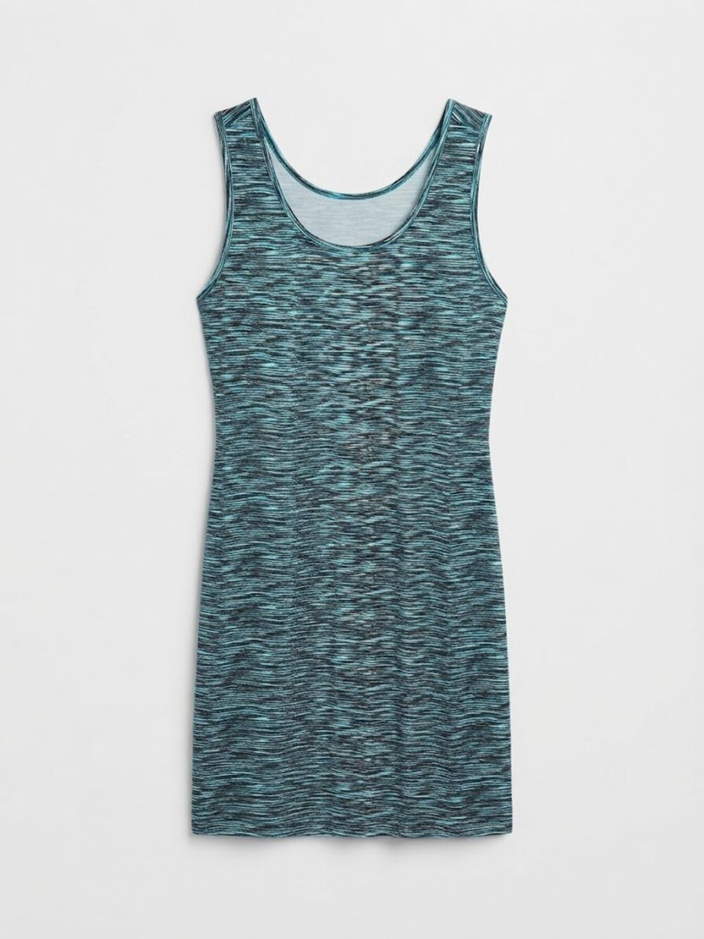 Blue Space Dye Scoop Neck Tank Dress Mini Casual Size Medium